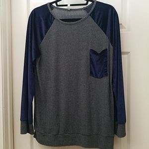 Long sleeve waffle knit shirt